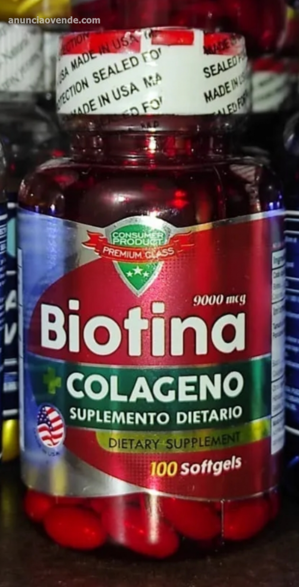 Biotina 9000 mcg + colágeno 100 sofgels  2