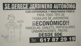 SE OFRECE JARDINERO